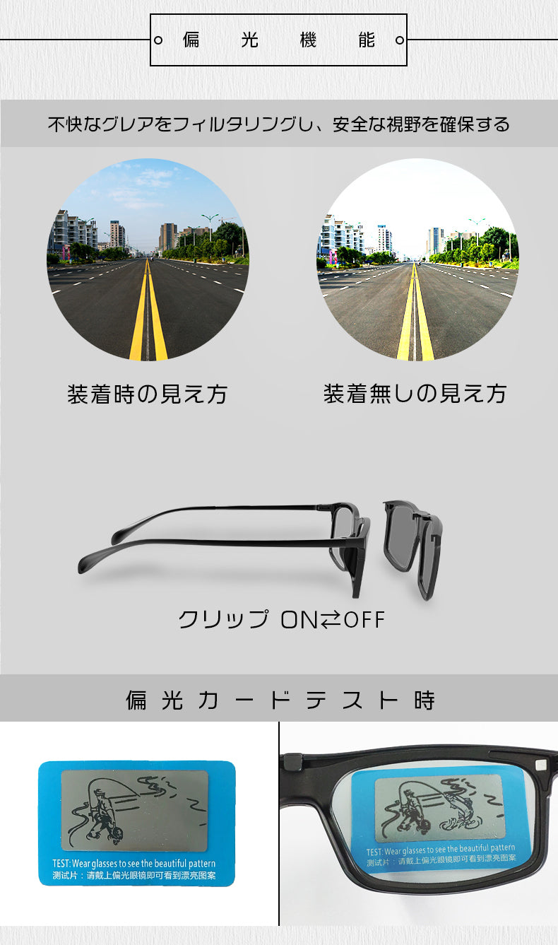 WICUE eShades(イーシェイド)0.1秒瞬間調光サングラス・クリップオンタイプ